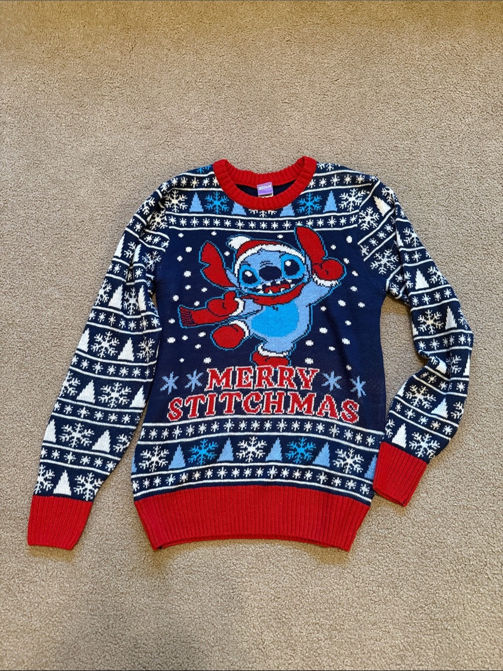 Merry Stitchmas Holiday Sweater - Navy & Red